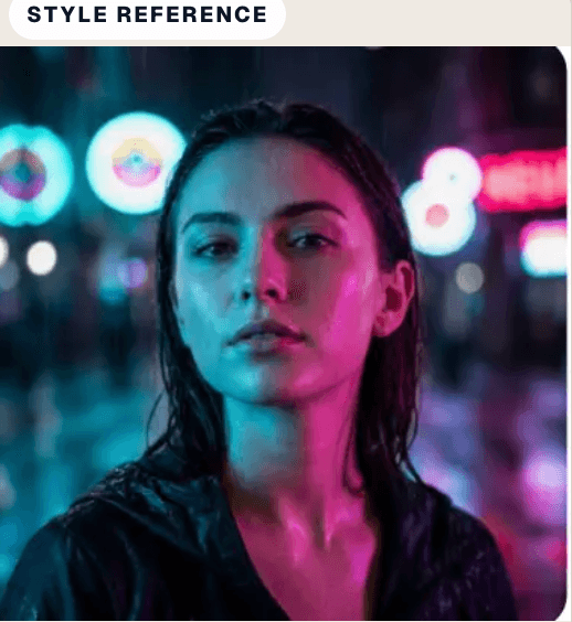 Neon rain cinematic style reference